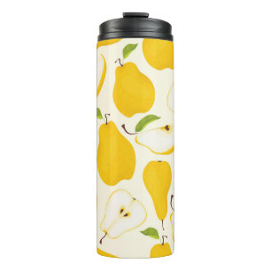 Seamless pear pattern. Different pears whole fruit Thermal Tumbler