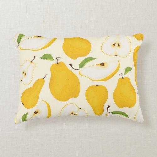 Seamless Pear Whole  Sliced Pattern Accent Pillow