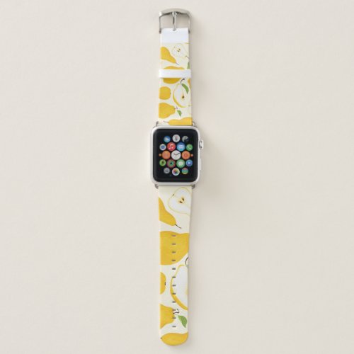 Seamless Pear Whole  Sliced Pattern Apple Watch Band