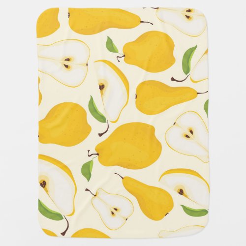 Seamless Pear Whole  Sliced Pattern Baby Blanket