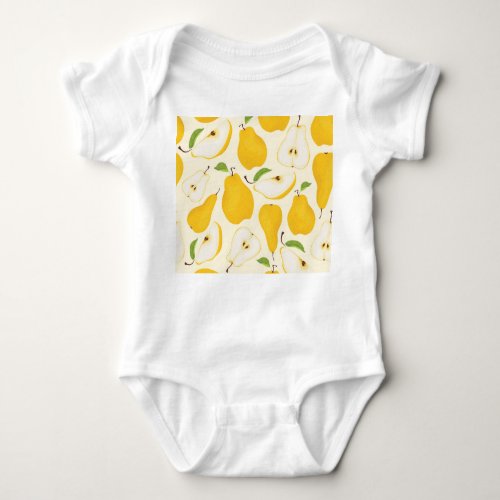 Seamless Pear Whole  Sliced Pattern Baby Bodysuit
