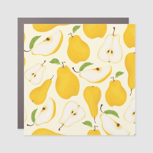 Seamless Pear Whole  Sliced Pattern Car Magnet
