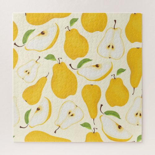 Seamless Pear Whole  Sliced Pattern Jigsaw Puzzle