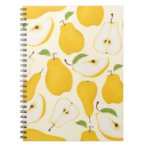 Seamless Pear Whole  Sliced Pattern Notebook