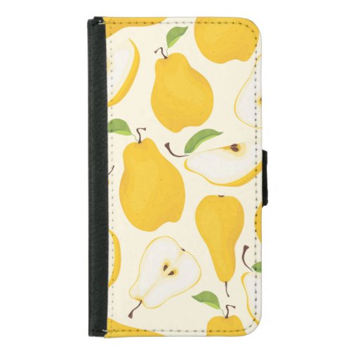 Seamless Pear Whole  Sliced Pattern Samsung Galaxy S5 Wallet Case