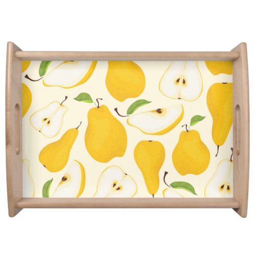 Seamless Pear Whole  Sliced Pattern Serving Tray