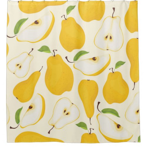 Seamless Pear Whole  Sliced Pattern Shower Curtain