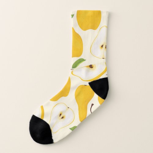 Seamless Pear Whole  Sliced Pattern Socks