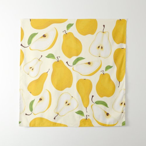 Seamless Pear Whole  Sliced Pattern Tapestry