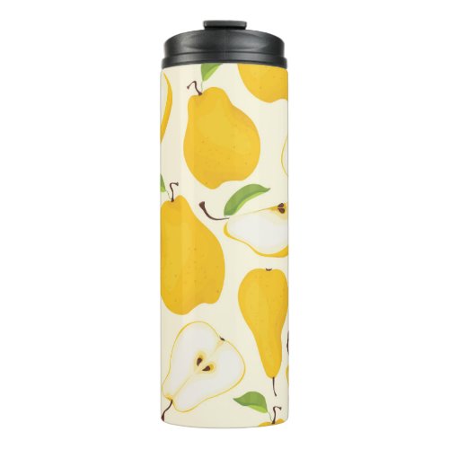 Seamless Pear Whole  Sliced Pattern Thermal Tumbler