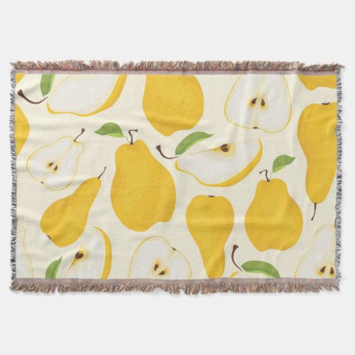 Seamless Pear Whole  Sliced Pattern Throw Blanket