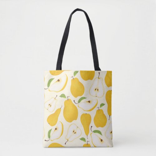 Seamless Pear Whole  Sliced Pattern Tote Bag