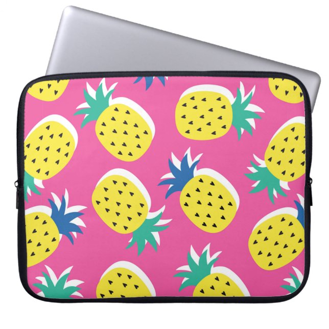  seamless pineapple fruit crazy colors pattern. Ch Laptop Sleeve (Front)