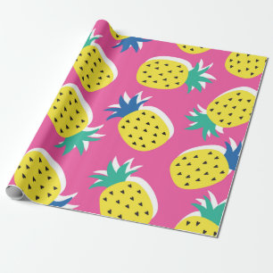 seamless pineapple fruit crazy colors pattern. Ch Wrapping Paper