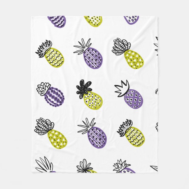 Seamless pineapple pattern fleece blanket (Front)