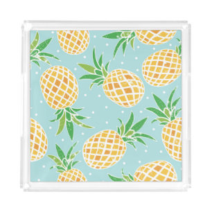 Seamless Pineapple Pattern Tropical Print Acrylic Tray