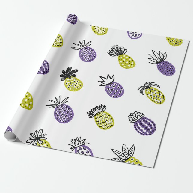 Seamless pineapple pattern wrapping paper (Unrolled)