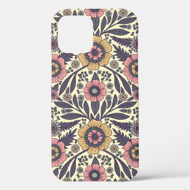Seamless Pink & Blue Floral Pattern Case-Mate iPhone Case (Back)