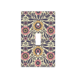 Seamless Pink & Blue Floral Pattern Light Switch Cover