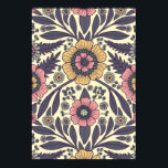 Seamless Pink & Blue Floral Pattern Poster<br><div class="desc">This poster features flowers and leaves in shades of pink and blue on a cream-colored background.</div>
