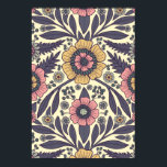 Seamless Pink & Blue Floral Pattern Poster<br><div class="desc">This poster features flowers and leaves in shades of pink and blue on a cream-colored background.</div>
