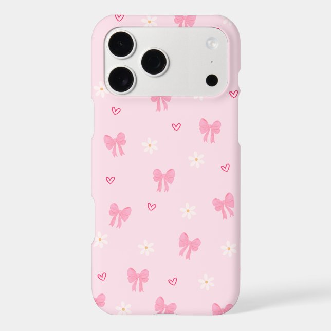 Seamless Pink Bow and Floral Pattern – Cute Girly  Case-Mate iPhone Case (Back)