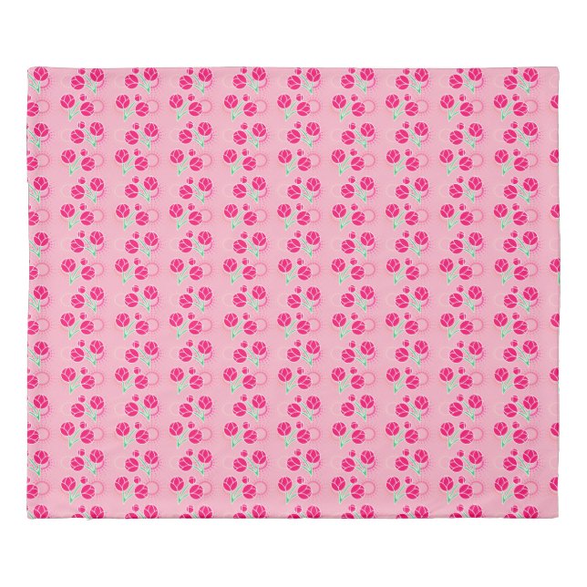 Seamless Pink Floral King Size Duvet Cover (Back)