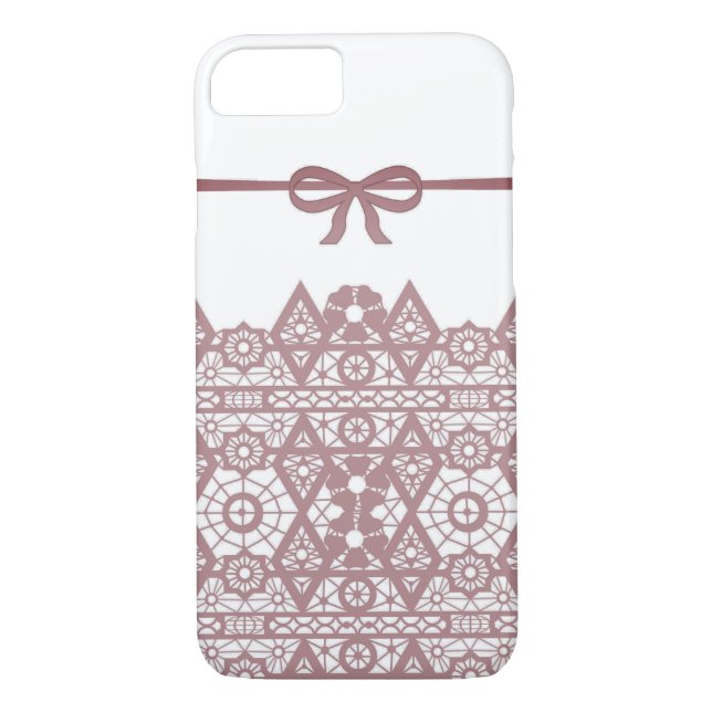 Seamless pink romantic elegant lace lacy bow white Case-Mate iPhone case (Back)
