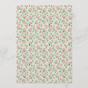Seamless Pink Rose Watercolor Pattern Invitation