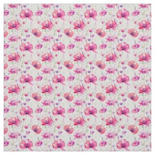 Seamless Pink Watercolor Wildflowers Fabric