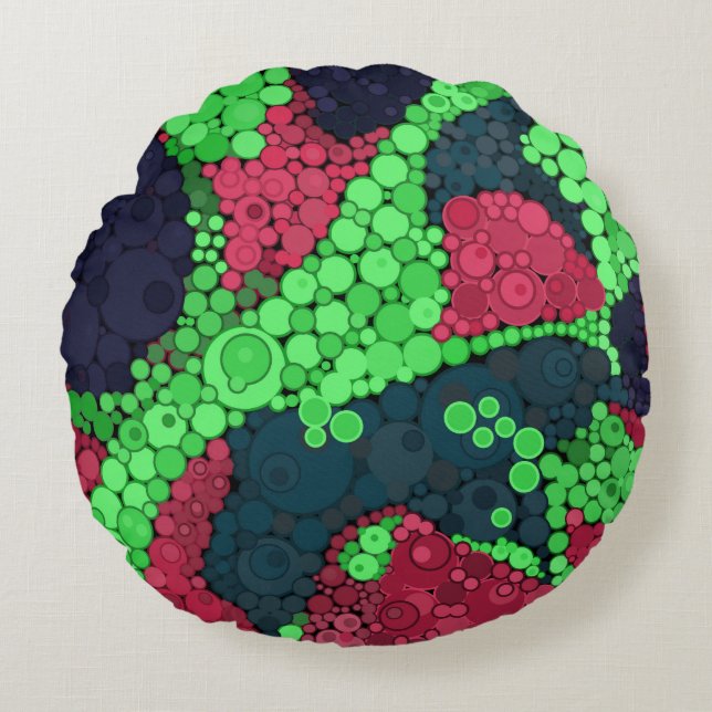 Seamless pointillism hand painted circles round sh round pillow (Front)