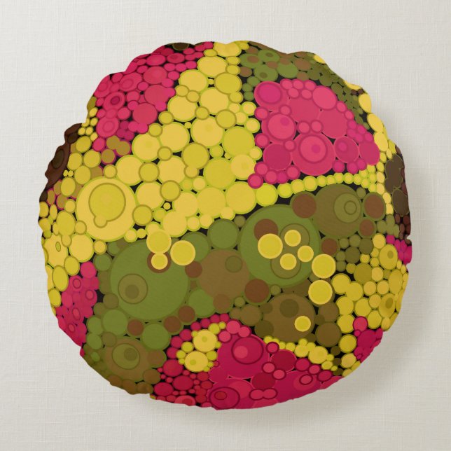 Seamless pointillism hand painted circles round sh round pillow (Front)