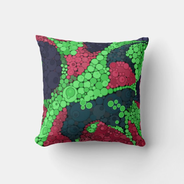 Seamless pointillism hand painted circles round sh throw pillow (Front)