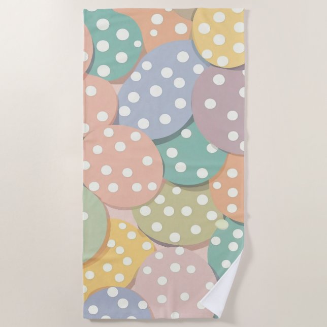 Seamless Polka Dot Pattern in Pastel Colors Beach Towel (Front)