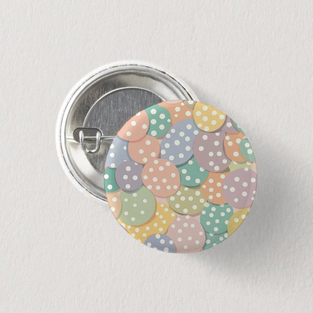 Seamless Polka Dot Pattern in Pastel Colors Button (Front & Back)