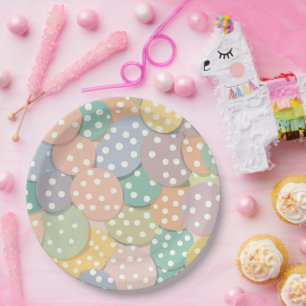 Seamless Polka Dot Pattern in Pastel Colors Paper Plates