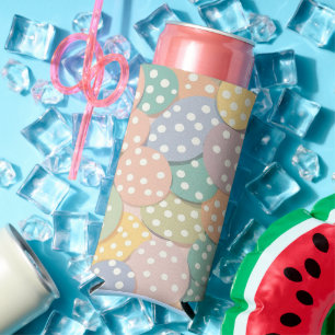 Seamless Polka Dot Pattern in Pastel Colors Seltzer Can Cooler