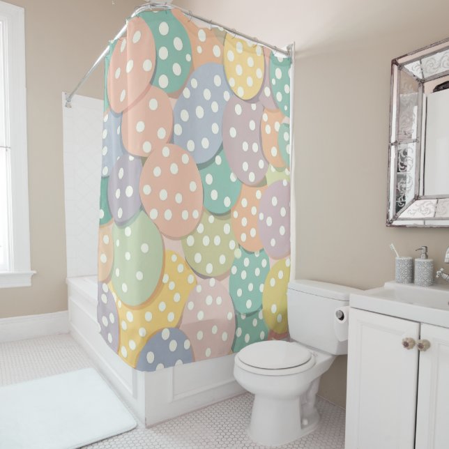 Seamless Polka Dot Pattern in Pastel Colors Shower Curtain (In Situ)