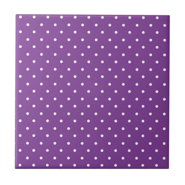 Seamless purple background polka dot pattern  ceramic tile (Front)