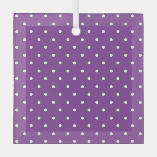 Seamless purple background polka dot pattern  glass ornament (Front)