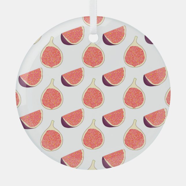 Seamless purple fig: colorful pattern glass ornament (Front)