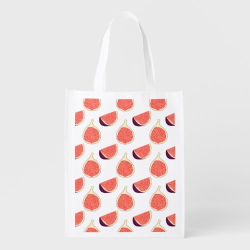 Seamless purple fig colorful pattern grocery bag