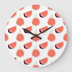 Seamless purple fig: colorful pattern large clock