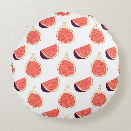 Seamless purple fig colorful pattern round pillow