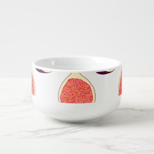Seamless purple fig colorful pattern soup mug