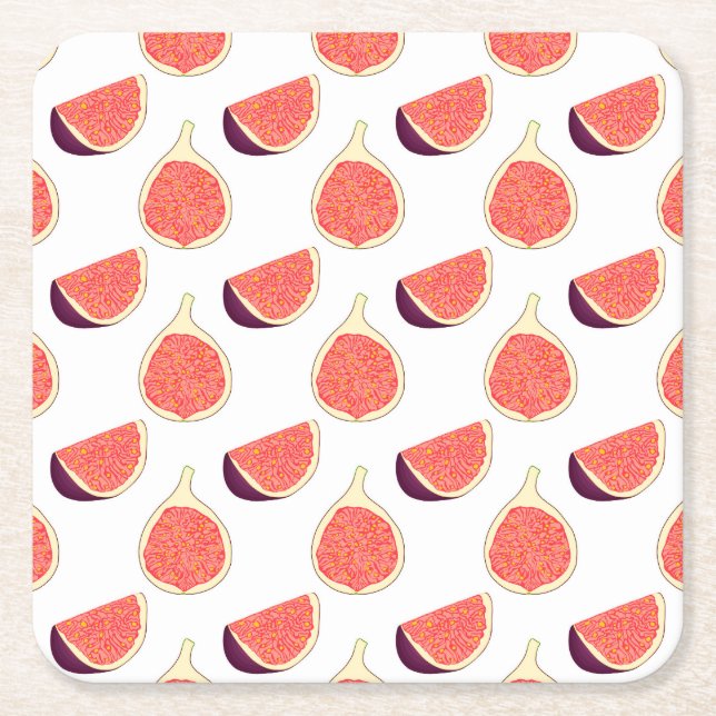 Seamless purple fig: colorful pattern square paper coaster (Front)