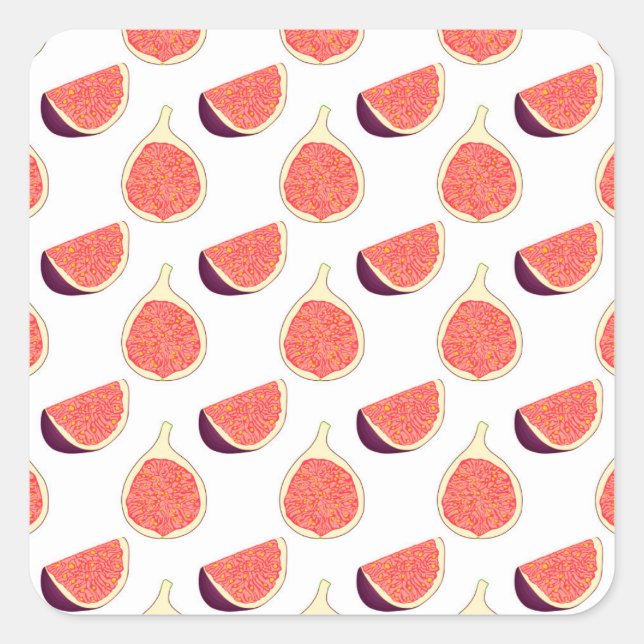 Seamless purple fig: colorful pattern square sticker (Front)