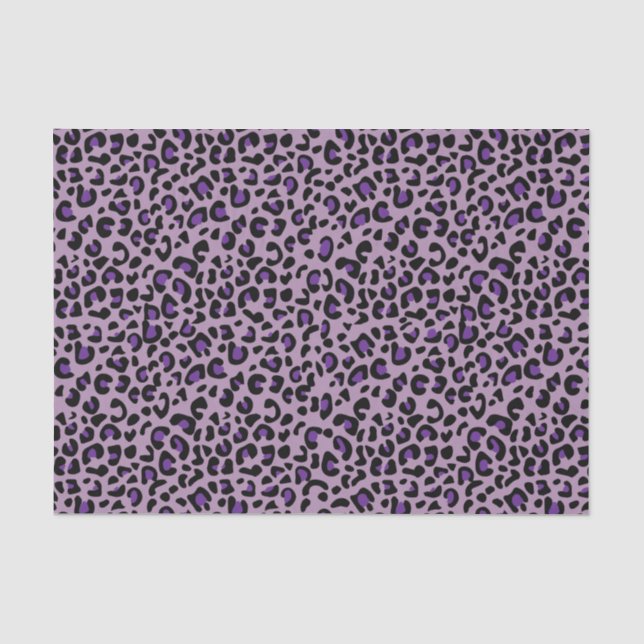 Seamless Purple Jaguar Wild Cat Animal Print Tissue Paper (Front)
