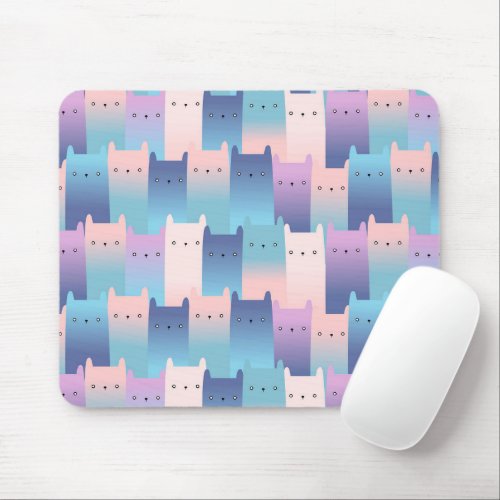 Seamless purple pink cats mouse pad