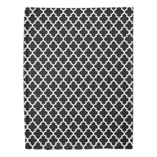 Seamless Quatrefoil Design in Black and White Duvet Cover